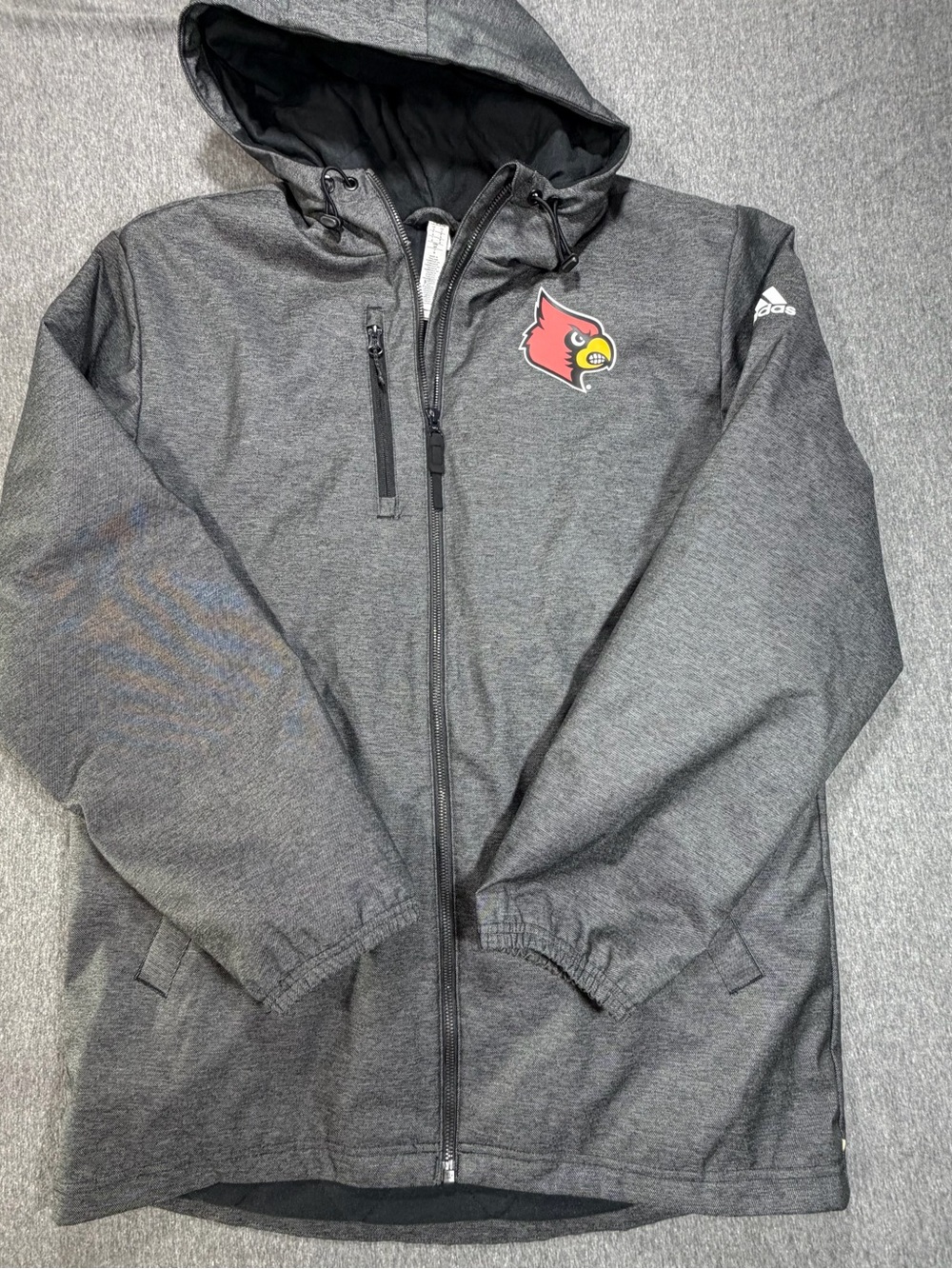 Adidas Louisville Cardinals Climaproof Men’s Small Heather Gray Winter Jacket